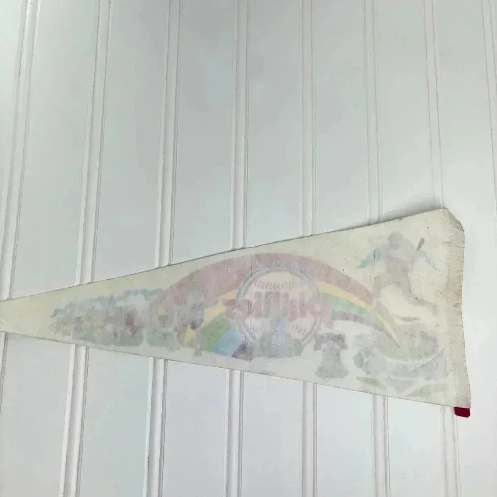 Vintage Phillies Baseball Pennant RARE Veteran's Stadium Rainbow 1970s HTF - Picture 9 of 12